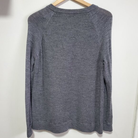 VINCE Wool Knit & Leather Trim Sweater Asymmetric Side Zip Grey Women's Large - Picture 7 of 11